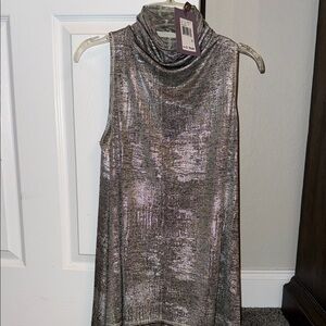 Chelsea & Violet Shimmering Silver Sleeveless Tunic